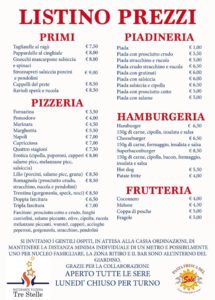menu' tre stelle